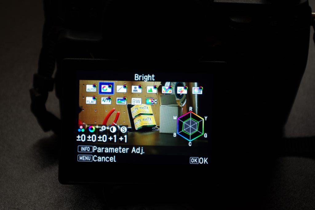 LCD screen of Pentax K-1 showing video settings