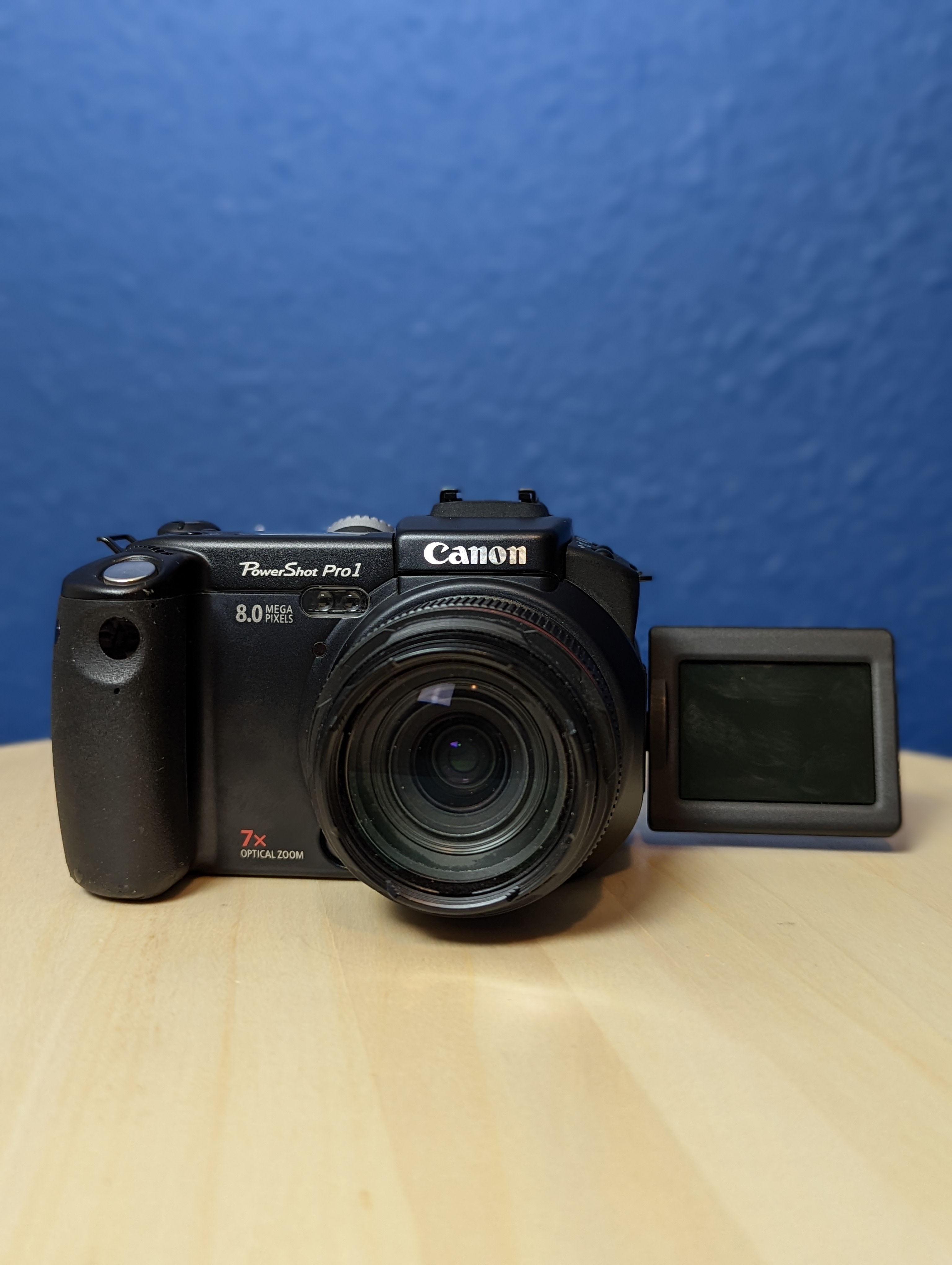 Canon PowerShot Pro1 with screen in flip forward position