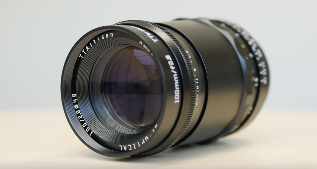 TTArtisan 100mm F2.8 lens from the front